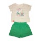 Completo 2pz maglia pantaloncino bimbo neonato mezza manica Yatsi bianco verde
