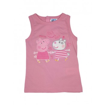 T-shirt maglia maglietta senza manica bimba neonato Peppa Pig rosa