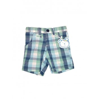 Pantaloncino shorts bimbo neonato bambino Losan quadroni grigio verde