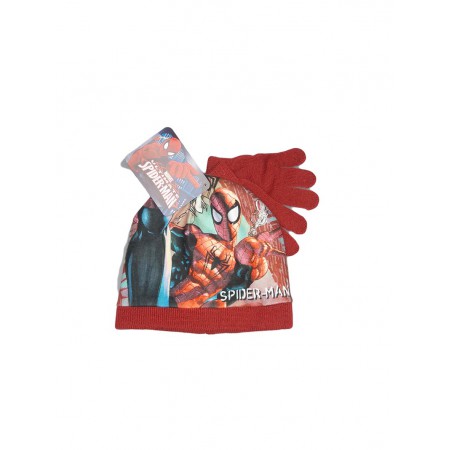Set 2pz cappello cappellino guanti bimbo bambino Spiderman rosso