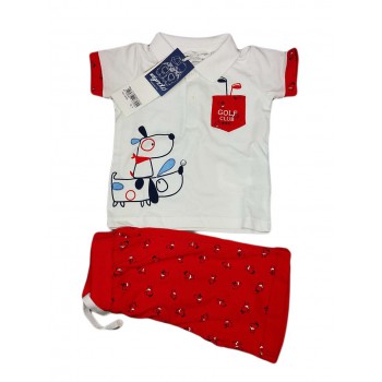 Completo maglia maglietta pantaloncino bimbo neonato Dodipetto Mignolo rosso