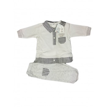 Completo 2pz maglia e ghettina bimbo neonato Will B bianco grigio