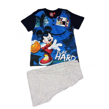 Pigiama maglia maglietta pantaloncino bimbo bambino Disney Mickey Mouse blu