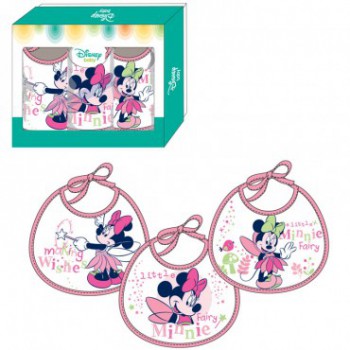 Confezione 3 pezzi bavetta bavaglino bimba neonato ellepi Disney baby Minnie