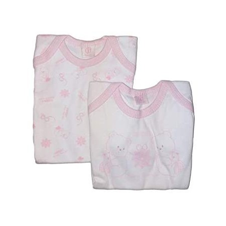 Bi-pack body intimo bimba neonato mezza manica Nazareno Gabrieli bianco fantasia rosa