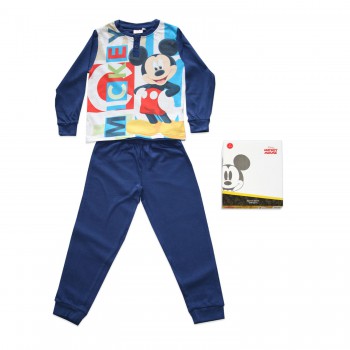 Pigiama maglia maglietta pantalone cotone bambino Disney Mickey blu