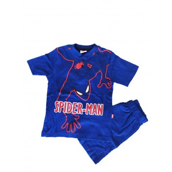 Pigiama maglia maglietta pantaloncino bimbo bambino spiderman royal blue