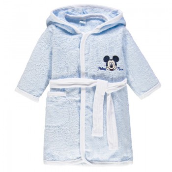 Accappatoio bimbo spugna cotone neonato Ellepi Disney baby Mickey azzurro