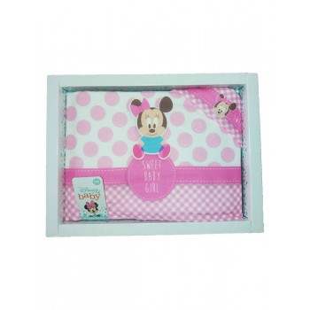 Completo 3pz lettino culla bimba neonato lenzuolo stampa Minnie ellepi Disney baby rosa