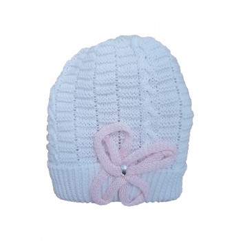 Cappello cappellino artigianale cotone bimba nancy baby made in Italy bianco