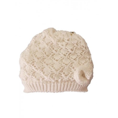 Cappello cappellino artigianale cotone bimba nancy baby made in Italy bianco