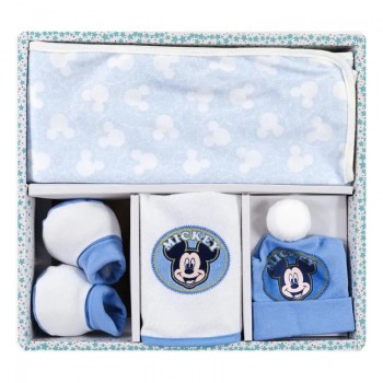 Set regalo 3pz bavetta bavaglino + cappellino + scarpine bimbo Disney baby Mickey