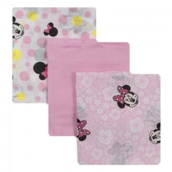 Confezione 6 pz quadrato neonato Disney baby Minnie bianco rosa